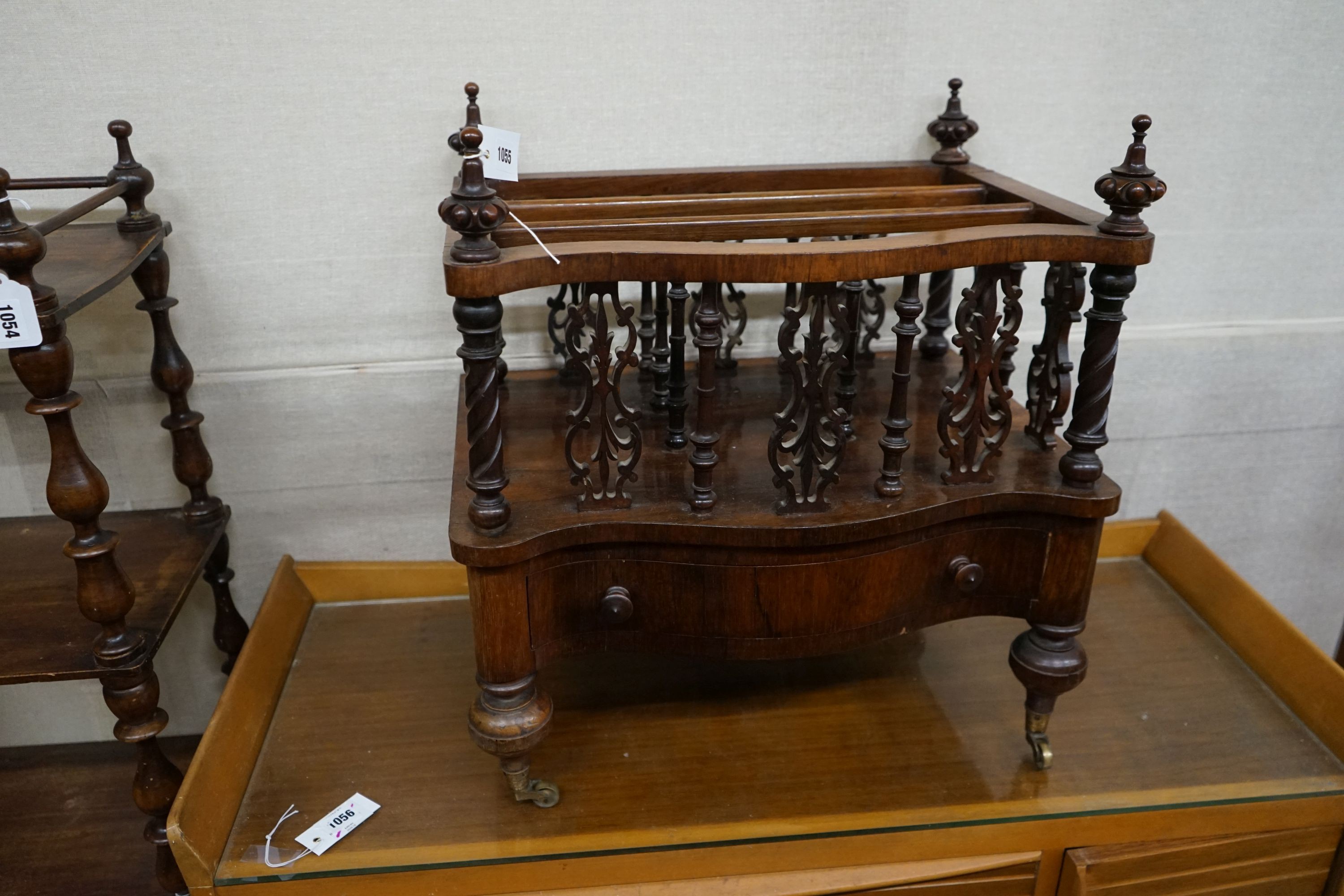 A Victorian rosewood three division serpentine front Canterbury, width 56cm, depth 40cm, height 60cm
